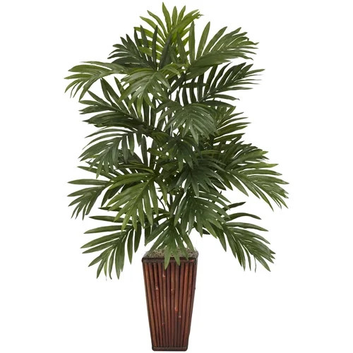 Nearly Natural 32" Areca Palm With Bamboo Vase Artificial Plant, Green | Walmart (US)