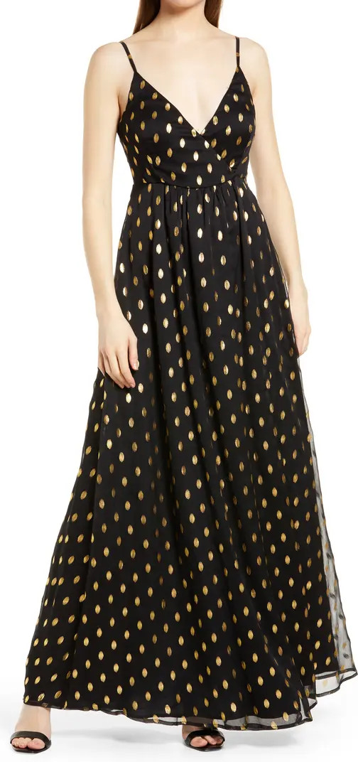 Galaxy Lights Polka Dot Sleevleees Maxi Dress | Nordstrom