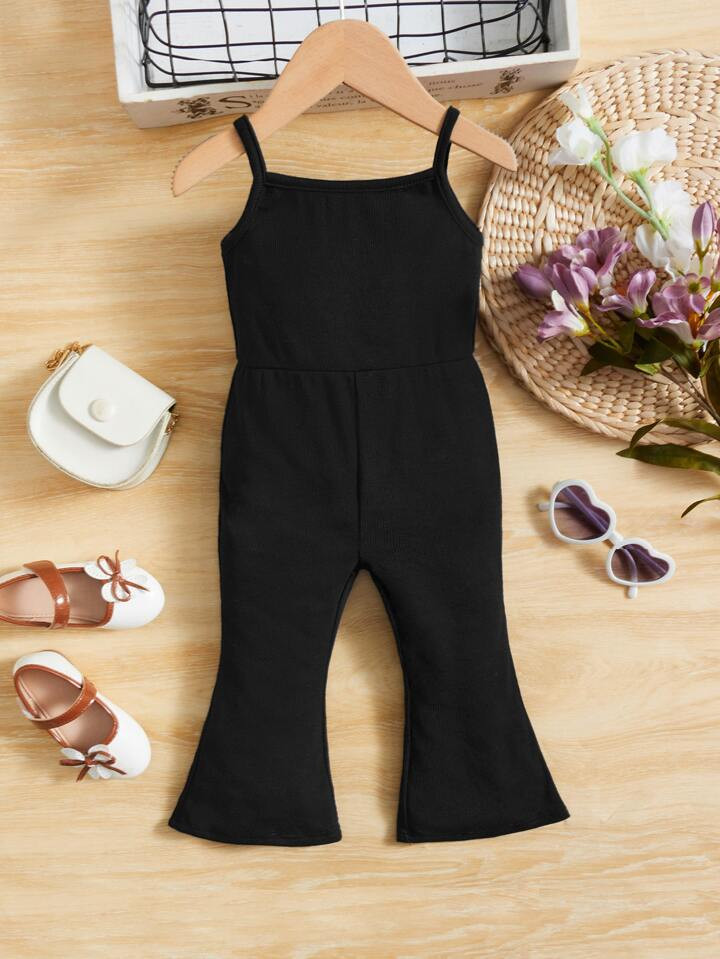 SHEIN Baby Solid Flare Leg Cami Jumpsuit | SHEIN