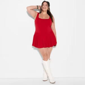 Women's Game Day Lace Drop Waist Mini Skater Dress - Wild Fable™ Canary Yellow 1X | Target