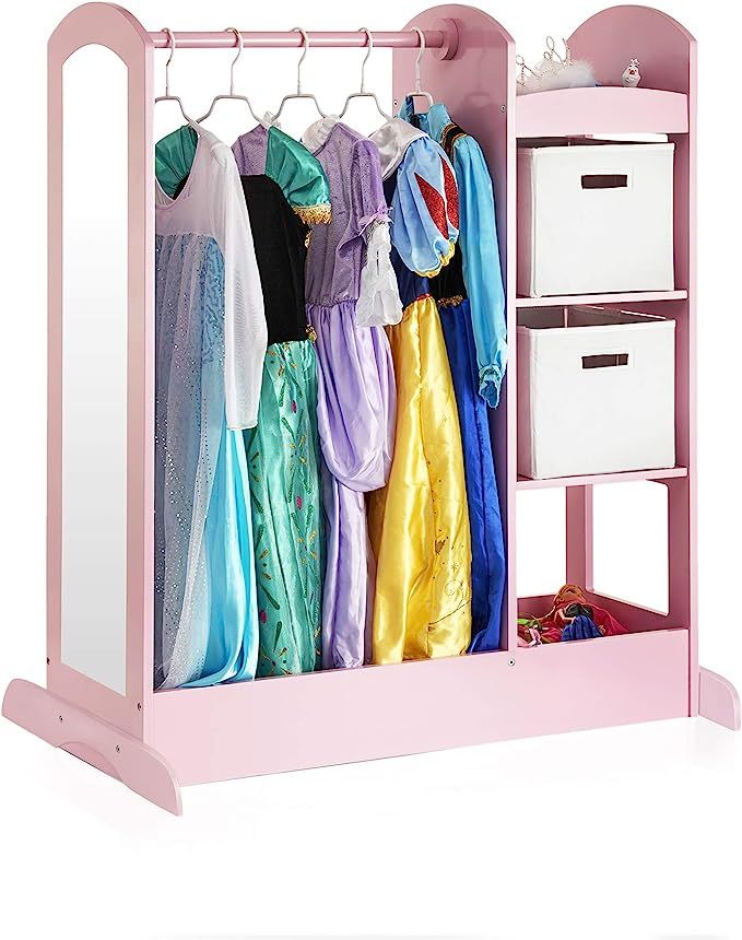 Guidecraft See and Store Dress-up Center – Pink: Pretend Play Costume Storage Wardrobe for Kids... | Amazon (US)