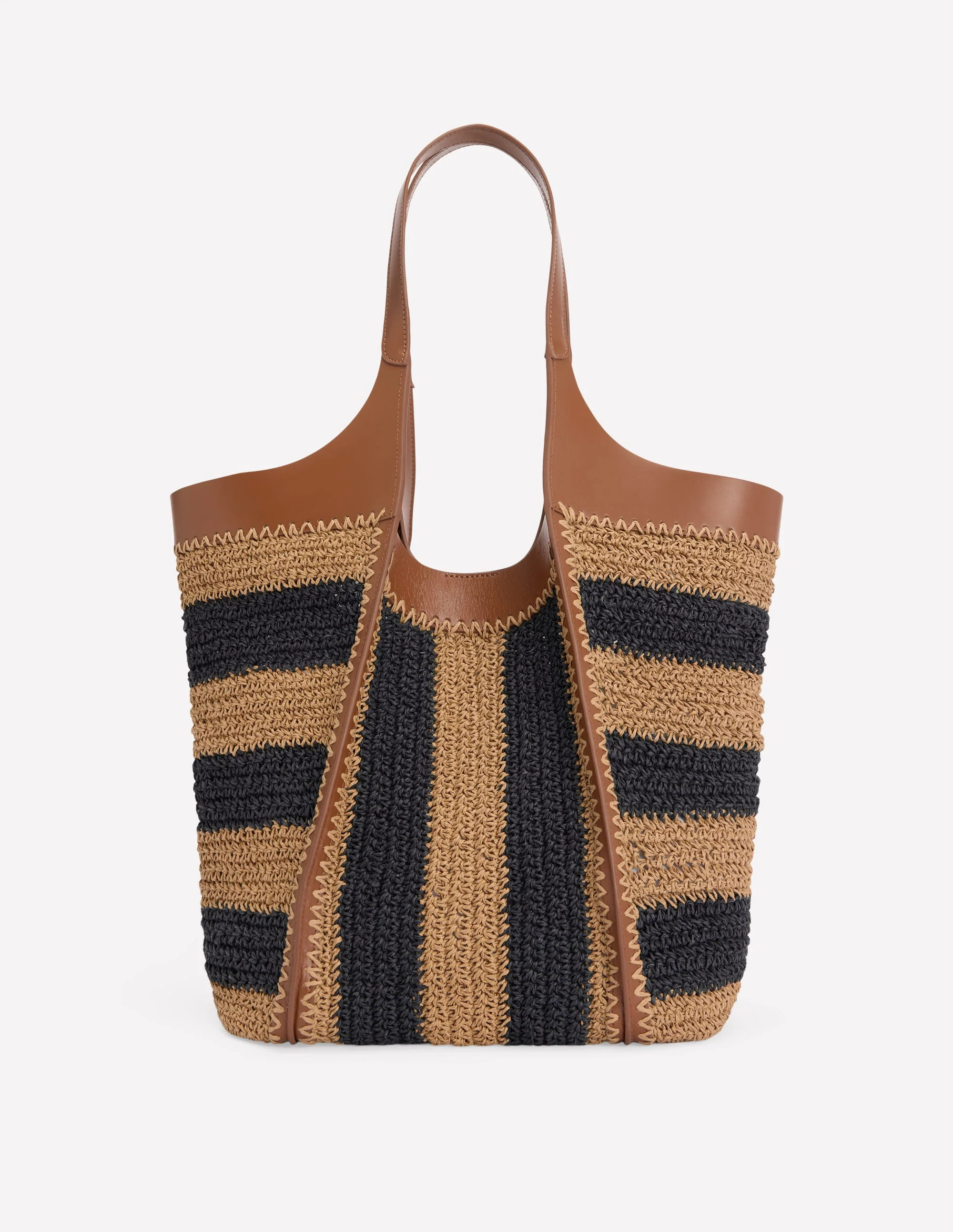 Straw Tote-Navy/Natural Stripe | Boden (US)