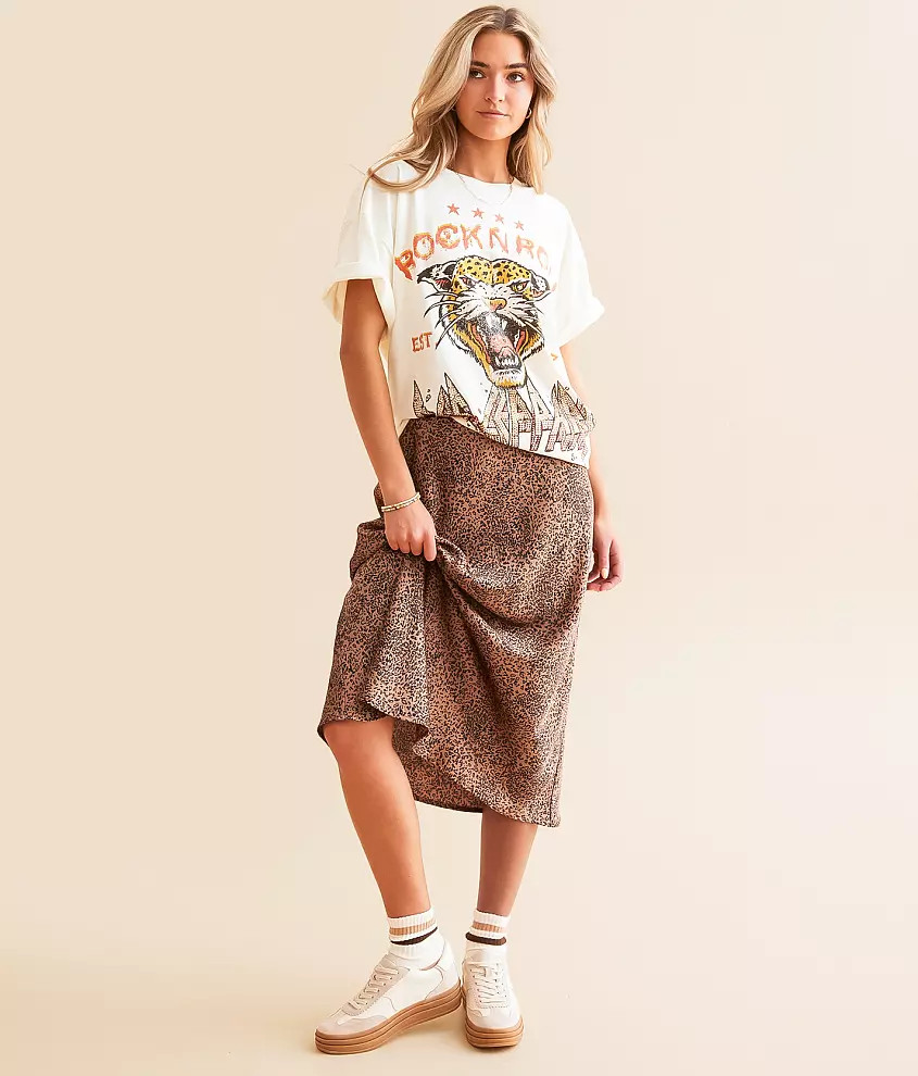 Cheetah Satin Midi Skirt | Buckle