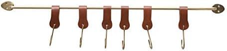 Creative Co-Op Metal & Leather 6 Hooks Wall Décor, Brown and Gold | Amazon (US)