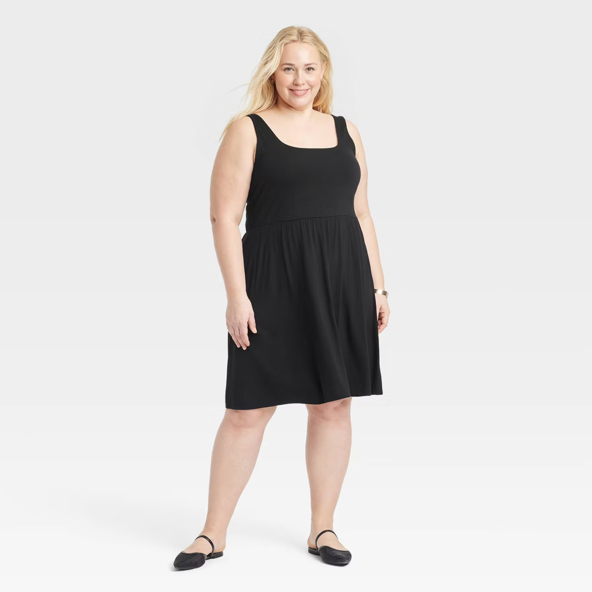 Women's Knit Mini Ballet Dress - A New Day™ Olive L: Rayon-Spandex Blend, Square Neckline, Slee... | Target