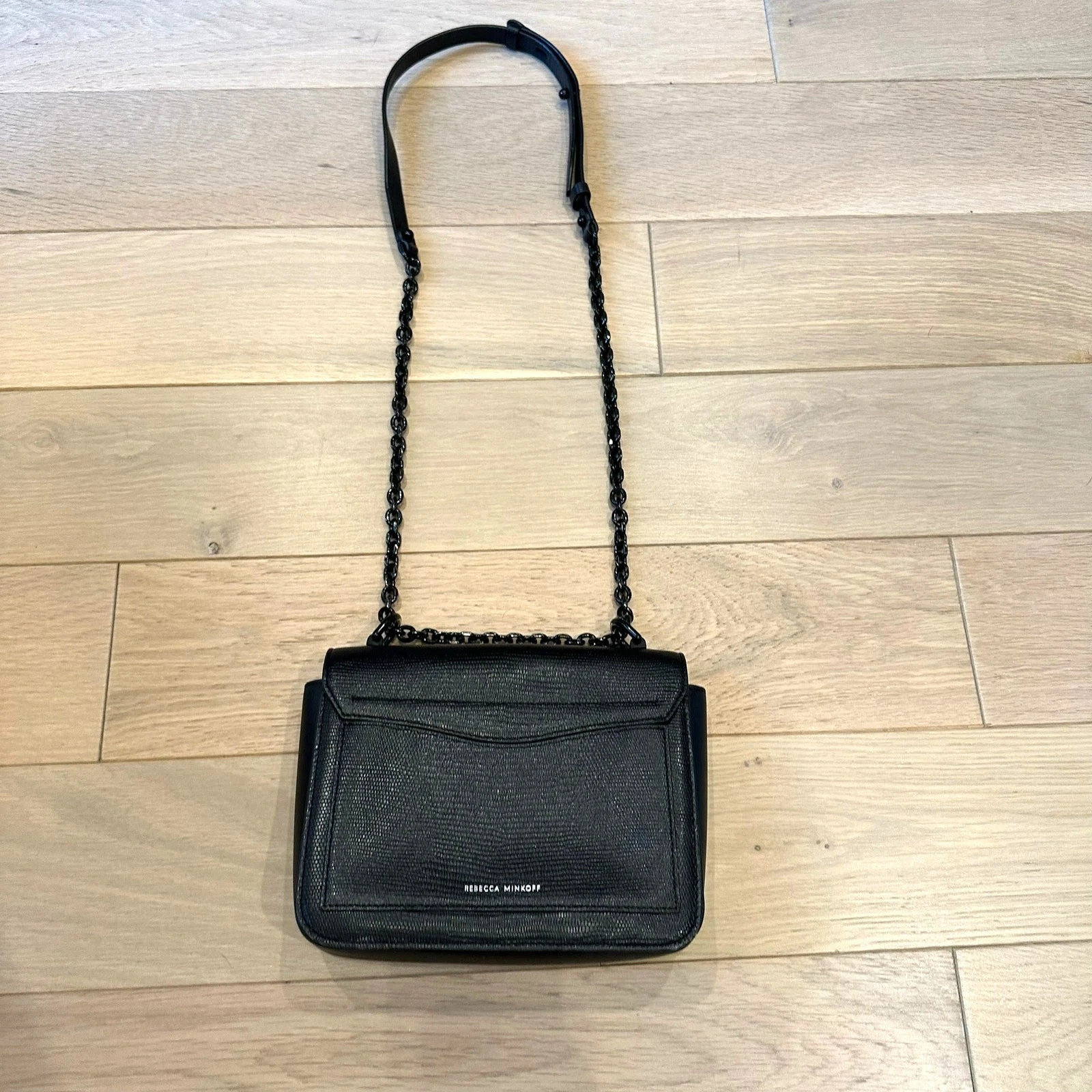 Rebecca Minkoff Love Too Black Leather Crossbody Bag–Chain Strap Shoulder Purse | eBay AU