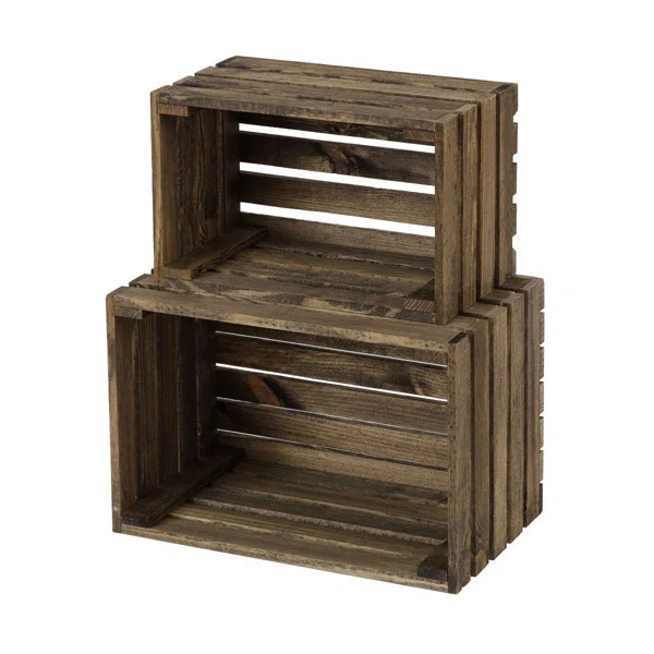 Hyacinth 2 Piece Solid Wood Crate Set | Wayfair North America