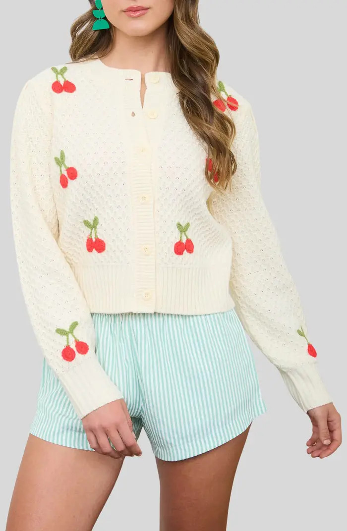 Blu Pepper Cherry Embroidered Cardigan | Nordstromrack | Nordstrom Rack