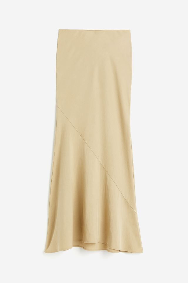 Flared long skirt - Light dusty yellow - Ladies | H&M GB | H&M (UK, MY, IN, SG, PH, TW, HK)