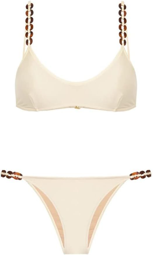 Amazon.com: Adriana Degreas, Solid Chain Detail Bikini With Straps | Amazon (US)