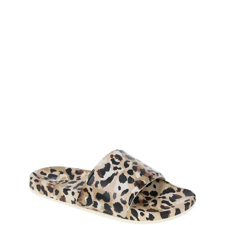 Time and Tru Womens Pool Slides Leopard, Sizes 6-11 - Walmart.com | Walmart (US)