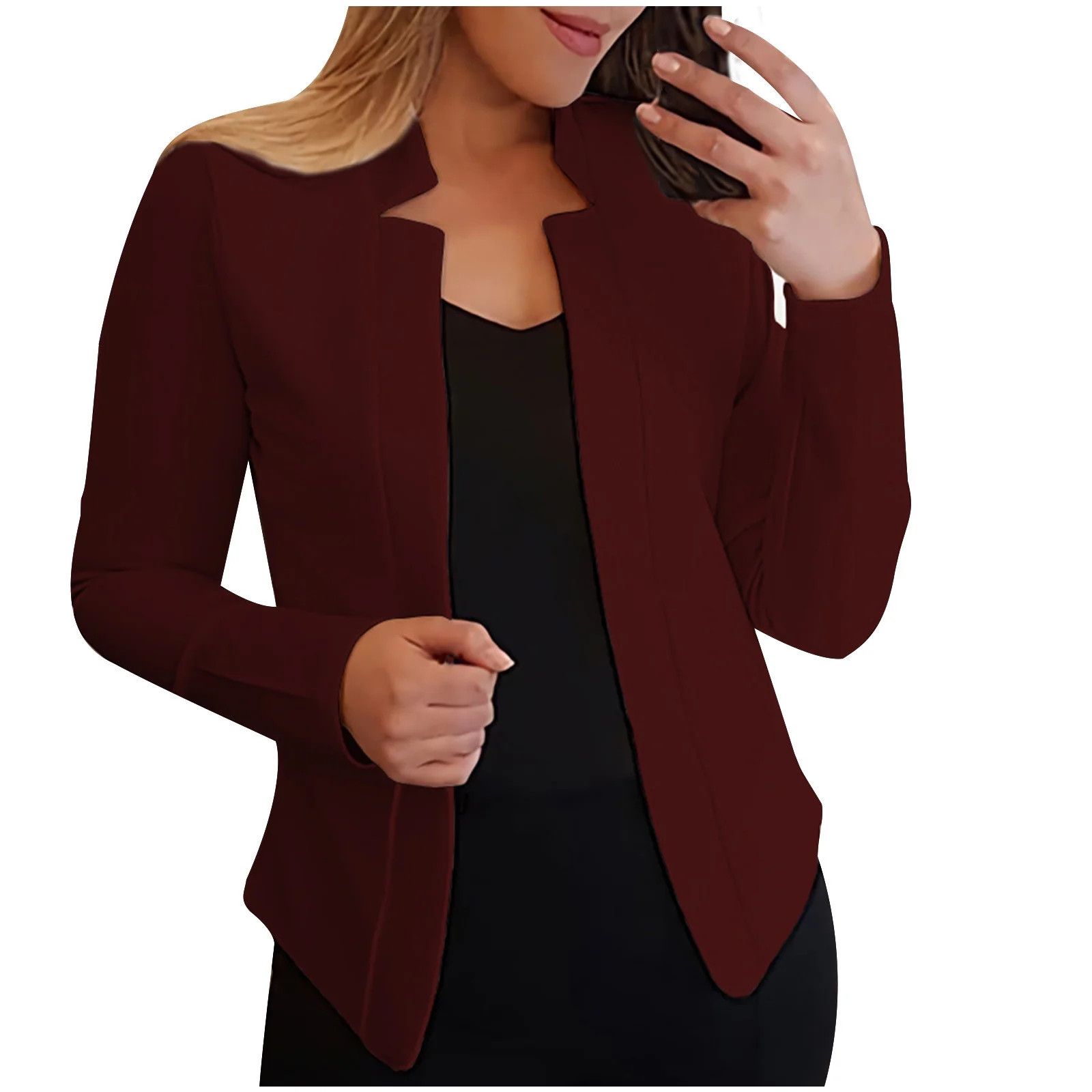 IROINNID Blazer Jacket for Women Business Blazer Front Open Solid Work Jacket Slim Office Blazer ... | Walmart (US)