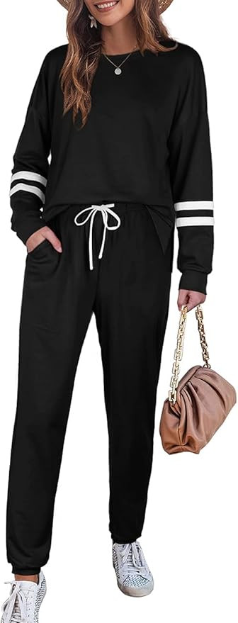Sousuoty Two Piece Sweatsuits for Women Side Slit Lounge Outfits With Pockets | Amazon (US)