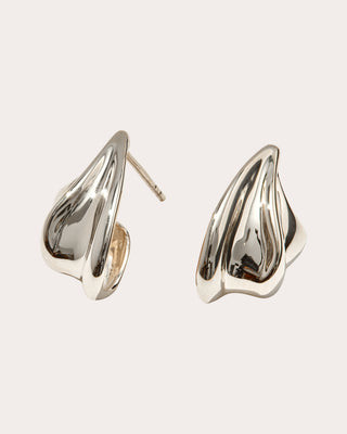 Otiumberg Women's Wave Huggie Earrings in Silver Sterling Silver | Olivela