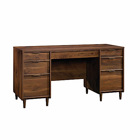 Sauder® Clifford Place 59"W Mid-Century Executive Desk, Walnut | Office Depot and OfficeMax 