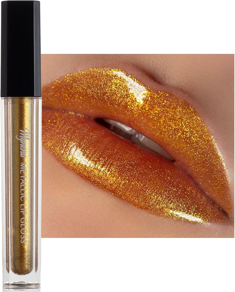 Mynena Yellow Gold Shimmer Lip Gloss Non-Sticky Filled with Iridescent Sparkles | Lightweight Lip... | Amazon (US)