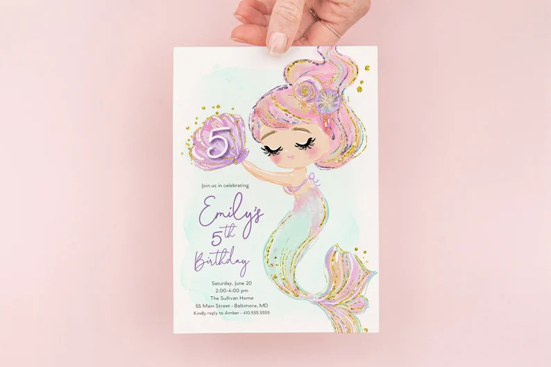 Mermaid Birthday Party Invitation  Under the Sea Birthday | Etsy | Etsy (US)