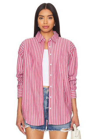 Lovers and Friends Maxy Button Up in Red & White from Revolve.com | Revolve Clothing (Global)