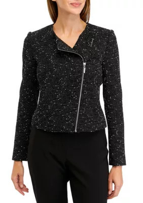DKNY Women's Knit Tweed Zippered Jacket, 2 | Belk