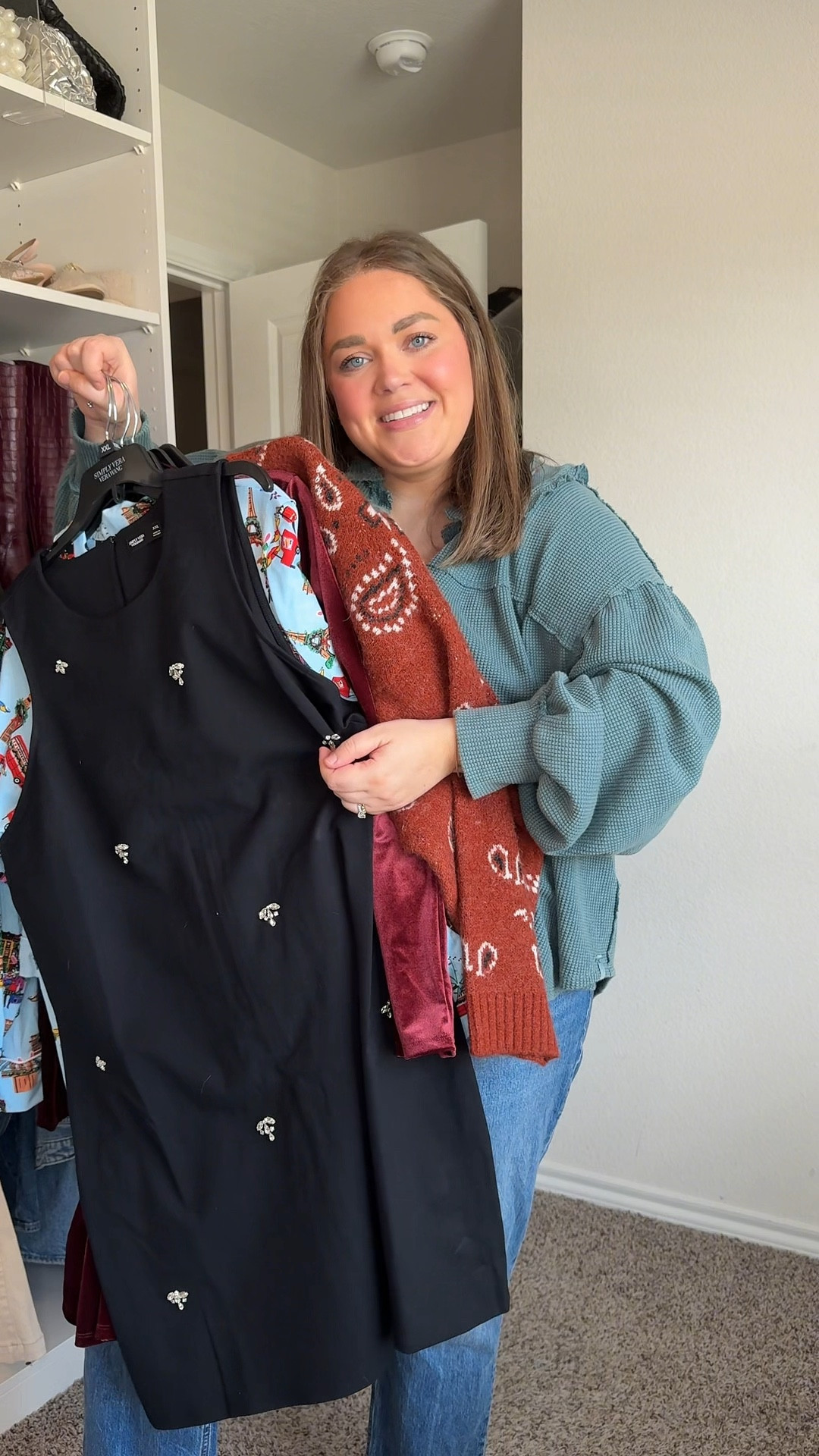 Kohl’s haul. Wearing xl in bandana sweater, xxl in velvet dress, xxl in shift dress, and xxl in holiday pajamas. Size 18 in holiday blazer 

#LTKHoliday #LTKPlusSize #LTKFindsUnder50