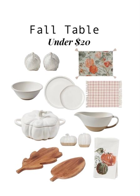 Fall, thanksgiving table and kitchen accessories. Pumpkin serving pieces, turkey salt and pepper shakers, stoneware dinner plates, wood acorn, leaf boards, fall placemats. Target, sales, free shipping. Under $20


#LTKhome #LTKSeasonal #LTKunder50