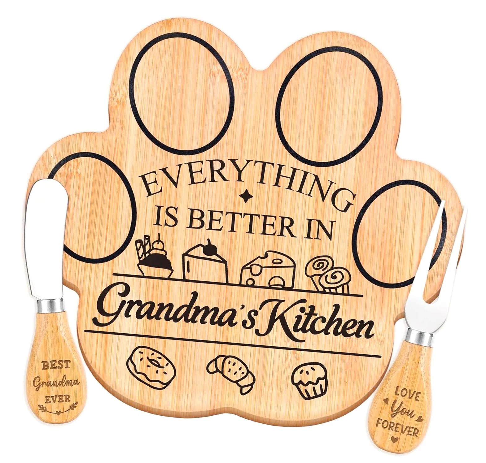 Highcool Grandma's Birthday , Paw-Shaped Cutting Board Set with Utensils, Christmas or Mother's D... | Walmart (US)