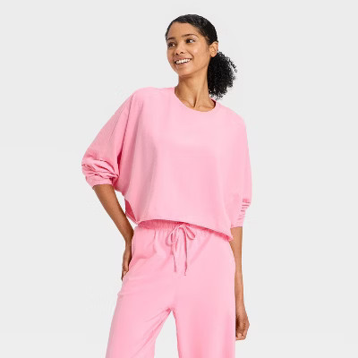 Women's Washed Jersey Long Sleeve Top - JoyLab™ Light Pink XL | Target
