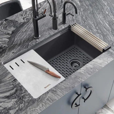 Ruvati 33-inch Undermount Workstation Granite Composite Quartz Kitchen Sink | Wayfair North America