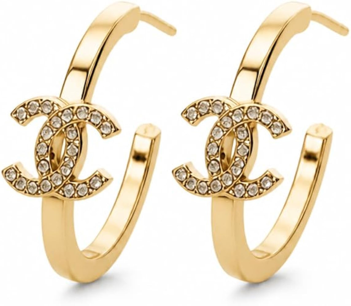 Gold-Tone Crystal Embellished Hoop Earrings | Amazon (US)