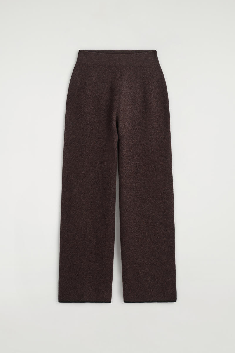 Boiled Merino Wool Wide-Leg Trousers in Brown | COS UK
