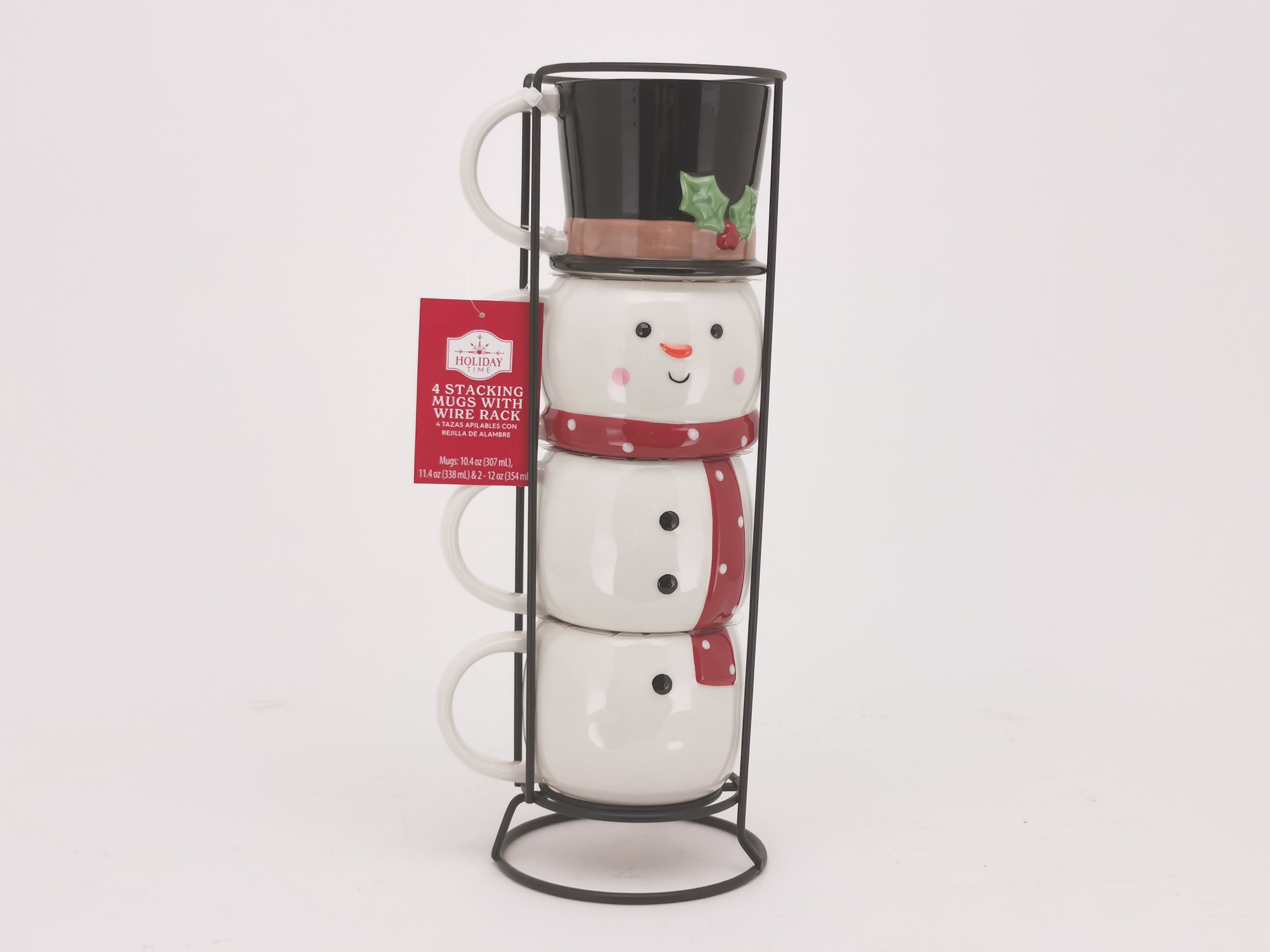 Holiday Time Snowman Mug Stack, 13.25" H, 13 fl oz capacity, Stoneware - Walmart.com | Walmart (US)