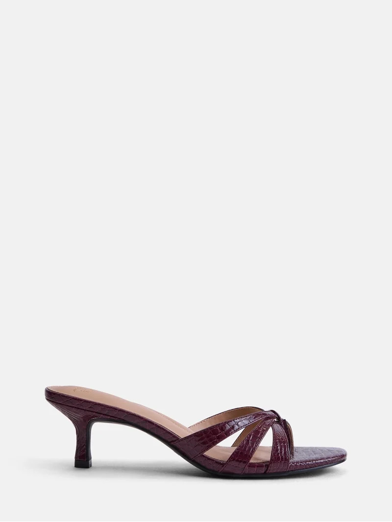 Time and Tru Women's Faux Leather Kitten Heel Mule Sandals | Walmart (US)
