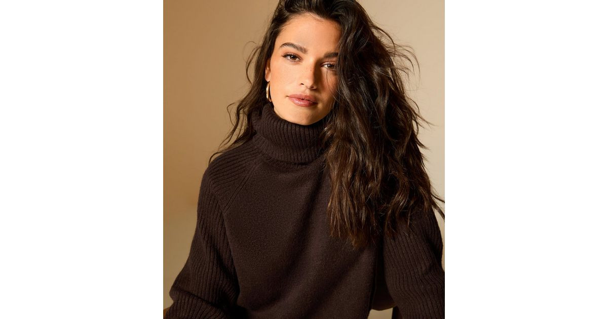 Dark Brown Rib Roll Neck Jumper | New Look | New Look (UK)