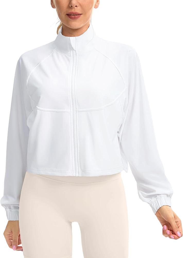 Women's Athletic Workout Jacket Lightweight UPF 50+ Long Sleeve Sun Protection Shirts Zip Up Crop... | Amazon (US)