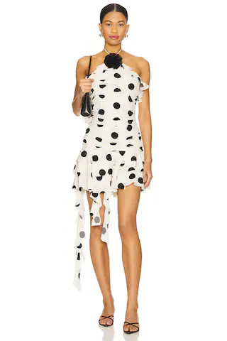 MAJORELLE Brandi Mini Dress in Cream & Black Dot from Revolve.com | Revolve Clothing (Global)