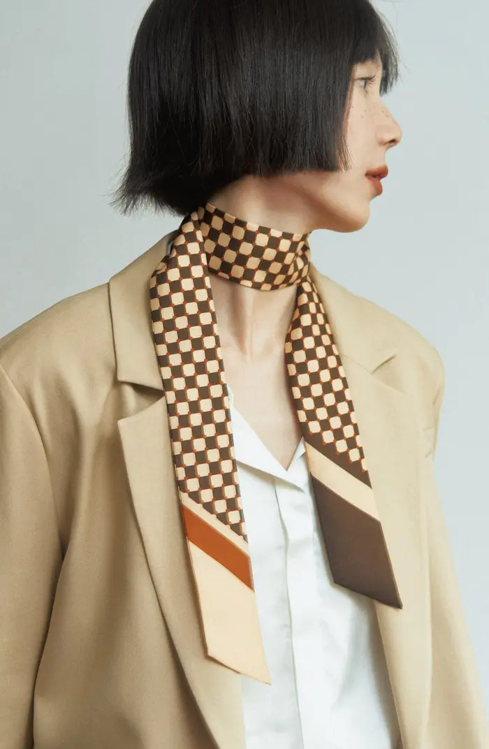 Checkerboard Skinny Silk Scarf | Nordstrom