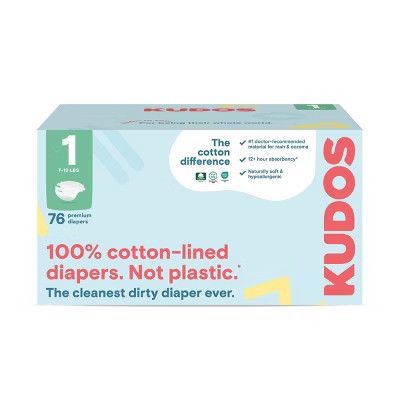 Kudos Chlorine Free Cotton-Lined Disposable Diapers - Size 1 - 76ct | Target