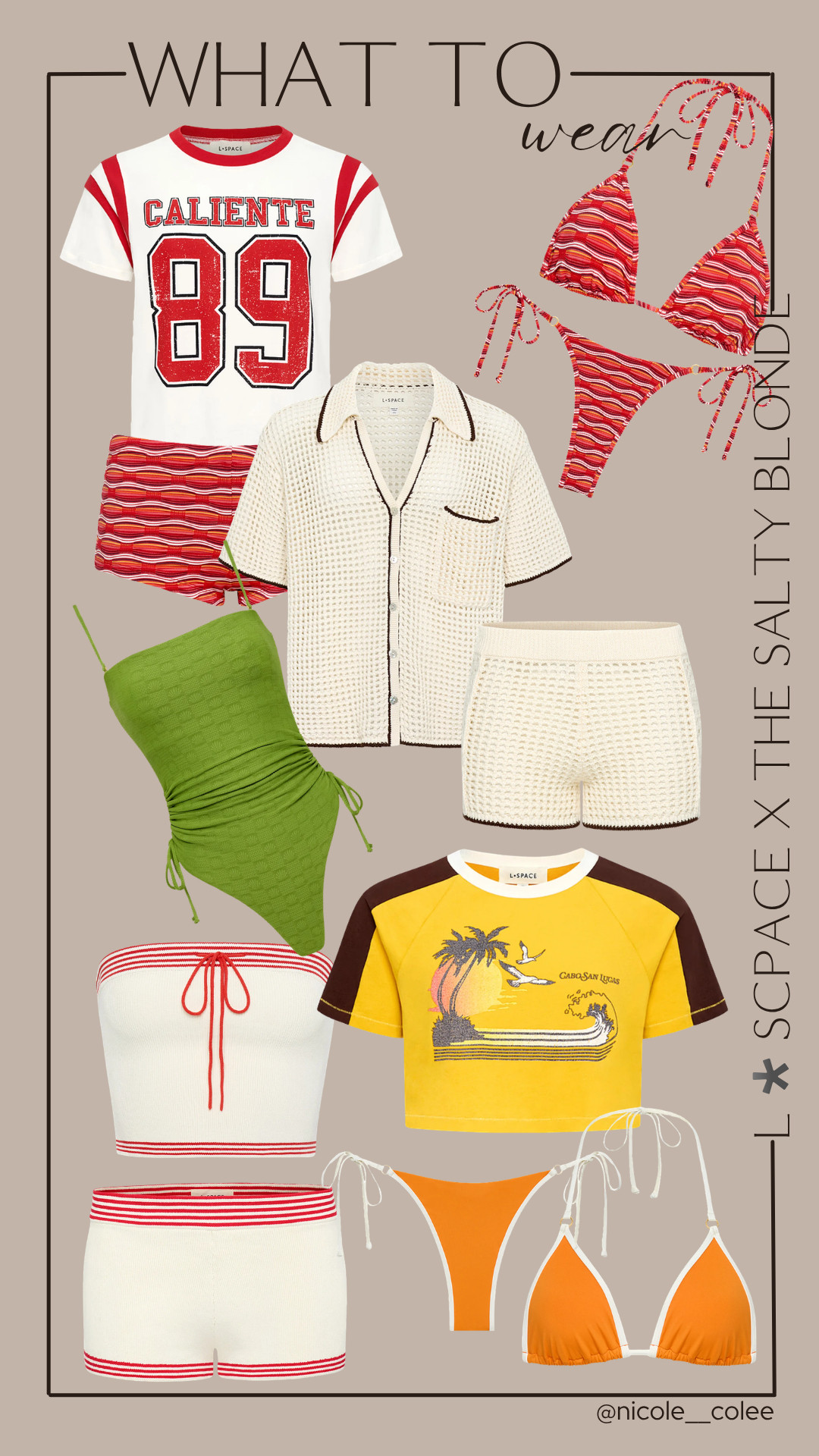 The collab of the summer just dropped and honestly... I want every single piece. ☀️🌴🍊

The new L*SPACE x The Salty Blonde collection is packed with retro beach vibes, playful graphics, colorful swimwear, cozy crochet sets, and the kind of effortless vacation pieces that make getting dressed way too easy.

From the sporty "Caliente 89" set to the adorable crochet co-ord, vibrant bikinis, and throw-on-and-go coverups, this collection feels like a girls' trip to Cabo wrapped up in clothing form. ✨

If your summer mood board includes beach clubs, pool days, tropical vacations, and sunset cocktails, start here. Trust me.

Saving all my favorites before they inevitably sell out. 🤍

#LTKStyleTip #LTKSummer #LSpace #TheSaltyBlonde #VacationStyle 

 #LTKdayinmylife #LTKgrwm #LTKootd