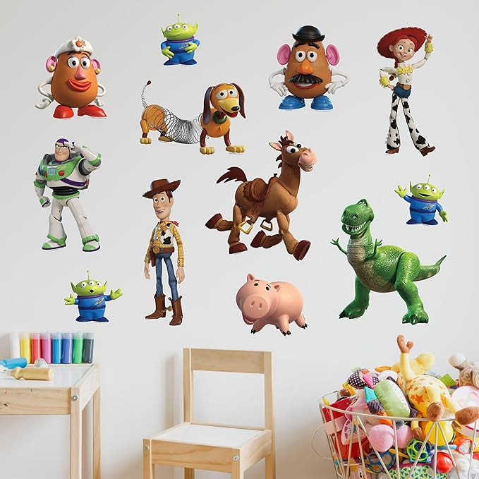 Disney Toy Story Wall Decals - Set of 12 Vinyl Stickers for Nursery Bedroom Bathroom - Peel and S... | Amazon (US)