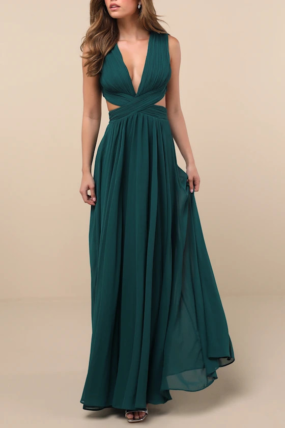 Vivid Imagination Emerald Green Cutout Maxi Dress | Lulus