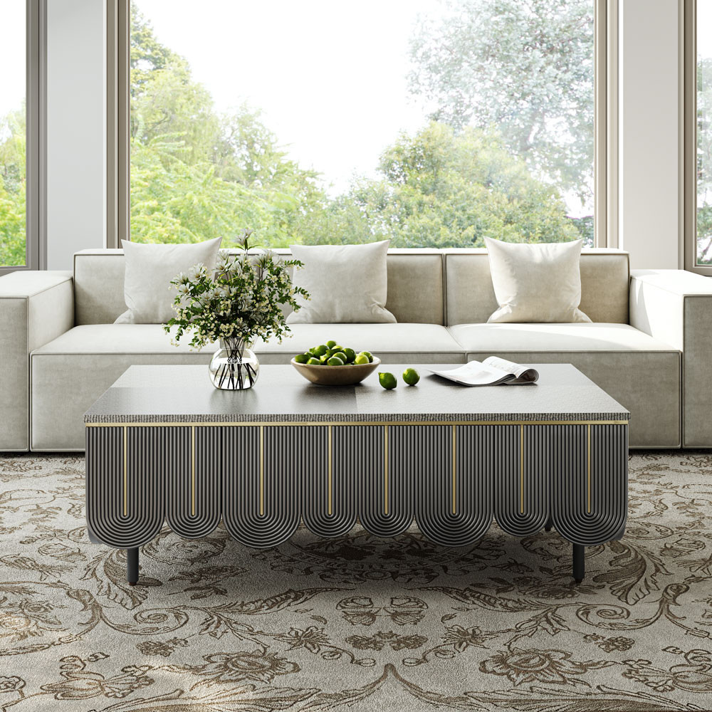 50" Modern Rectangle Coffee Table with Storage Drawers | POVISON