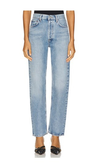 AGOLDE 90s Pinch Waist High Rise Straight Jeans in Denim-Light. Size 29. Also in 23, 25, 27, 28, 30, 32. | Revolve Clothing (Global)