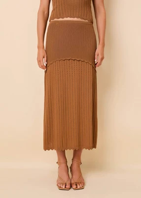 Amara Skirt Ribbed Pointelle Caramel | Solid & Striped