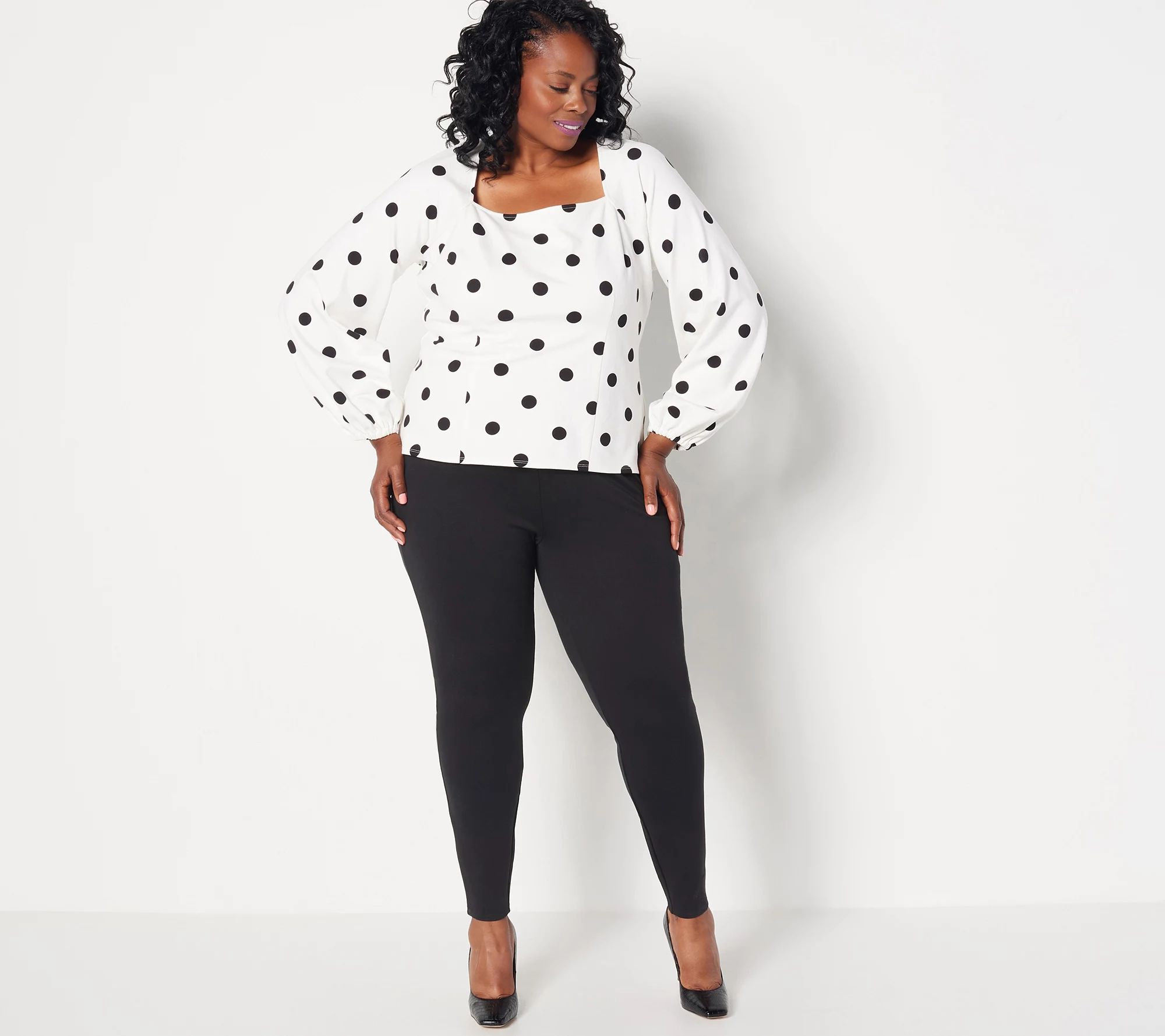 Girl With Curves Ponte Square Neck Blouse | QVC