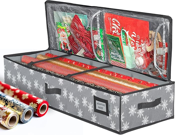 Wrapping Paper Storage Container – Fits up to 27 Rolls 1 3/8” Diam. - Underbed Gift Wrap Orga... | Amazon (US)