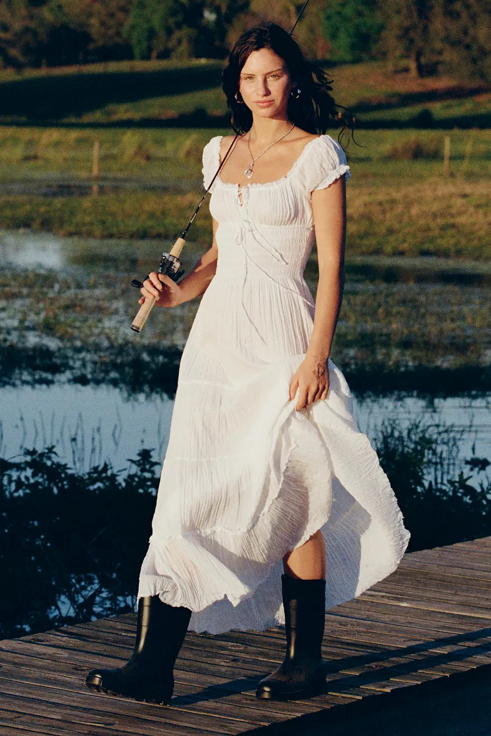 Kimchi Blue Sienna Cotton Smocked Prairie Maxi Dress | Urban Outfitters (US and RoW)