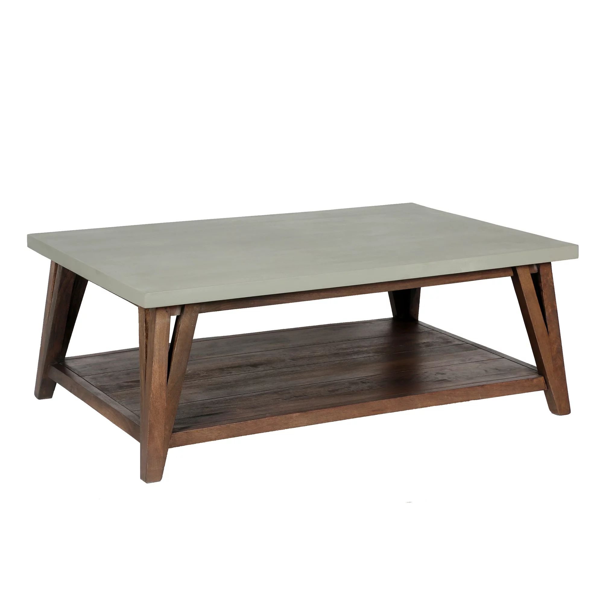 Alaterre Brookside 48"W Wood and Concrete-Coated Top Wood Coffee Table | Walmart (US)