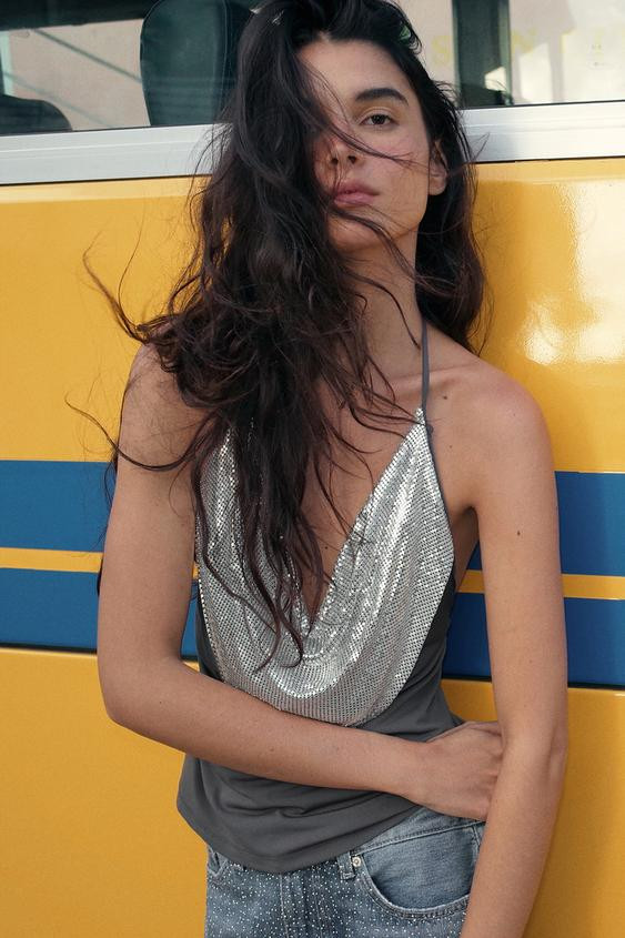 DRAPED MESH TOP | Zara UK