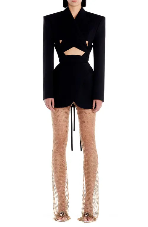 MUGLER Cutout Long Sleeve Blazer Dress in Black at Nordstrom, Size 10 Us | Nordstrom