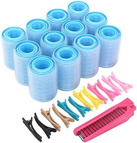 Self Grip Hair Rollers Set, with Hairdressing Curlers (Large, Medium, Small), Folding Pocket Plas... | Amazon (US)